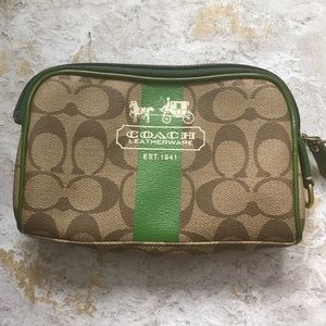 Coach signature coated canvas cosmetics pouch